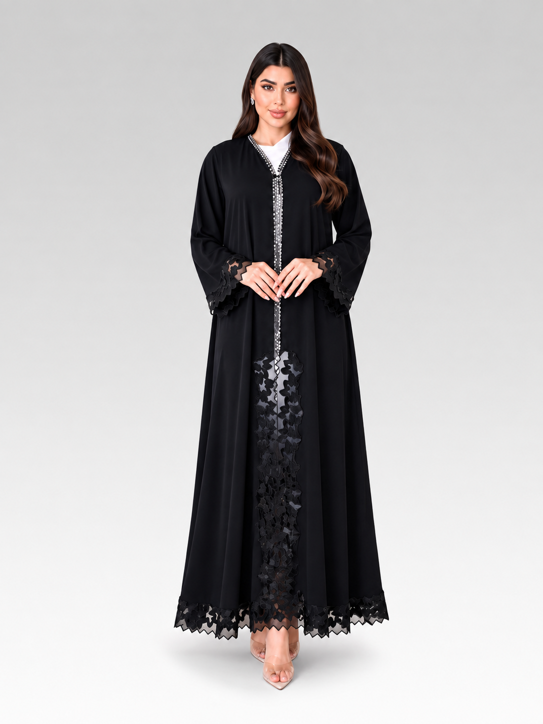 Lamia Crystal Lace Abaya