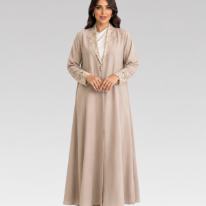Sahara Beige Lace Abaya