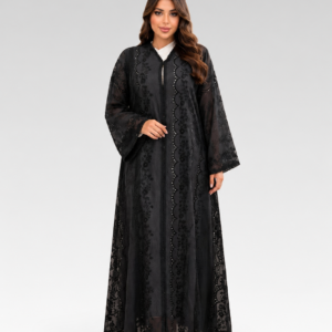 Yasmin Noir Sheer Elegance Abaya