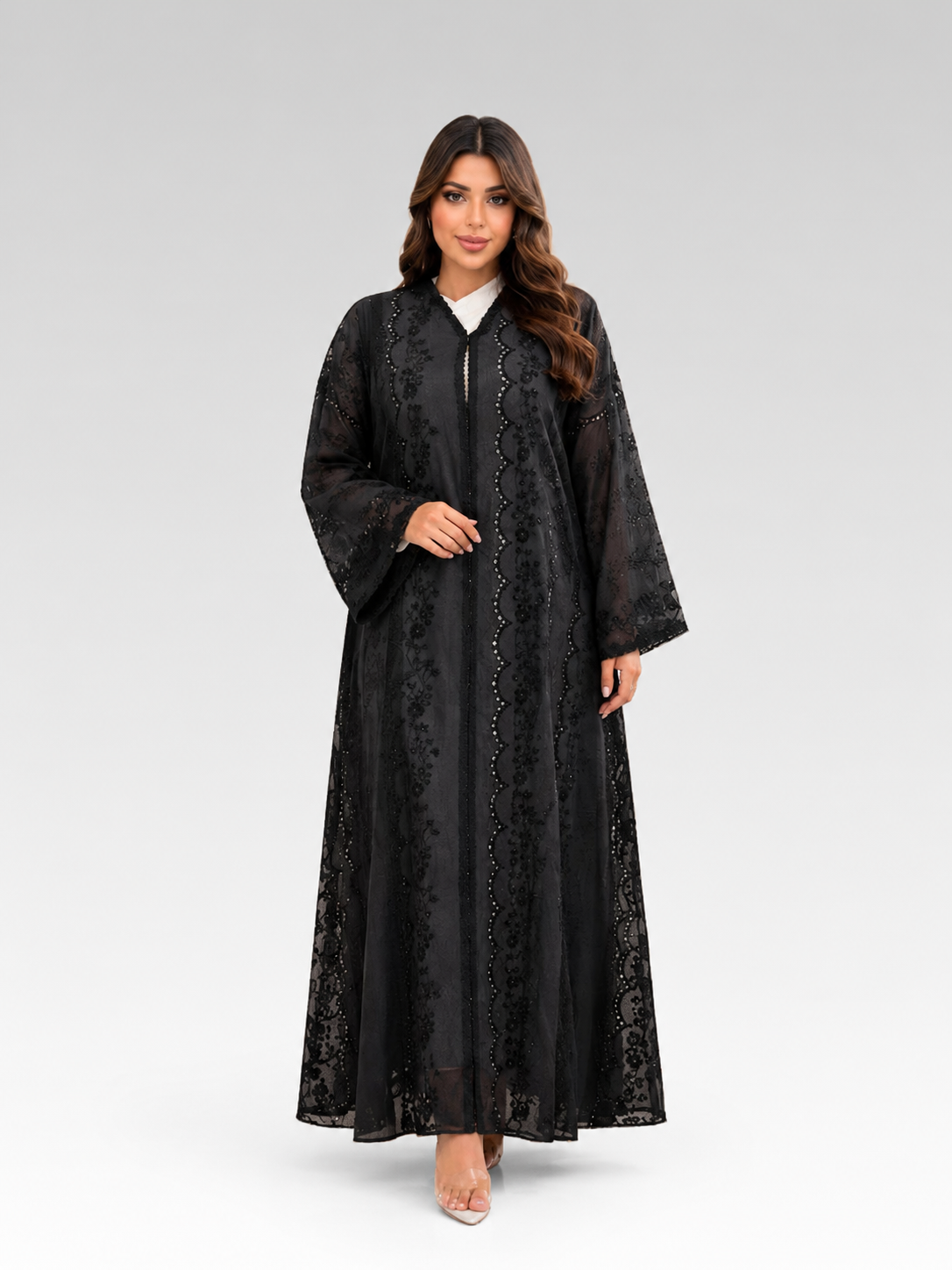 Yasmin Noir Sheer Elegance Abaya