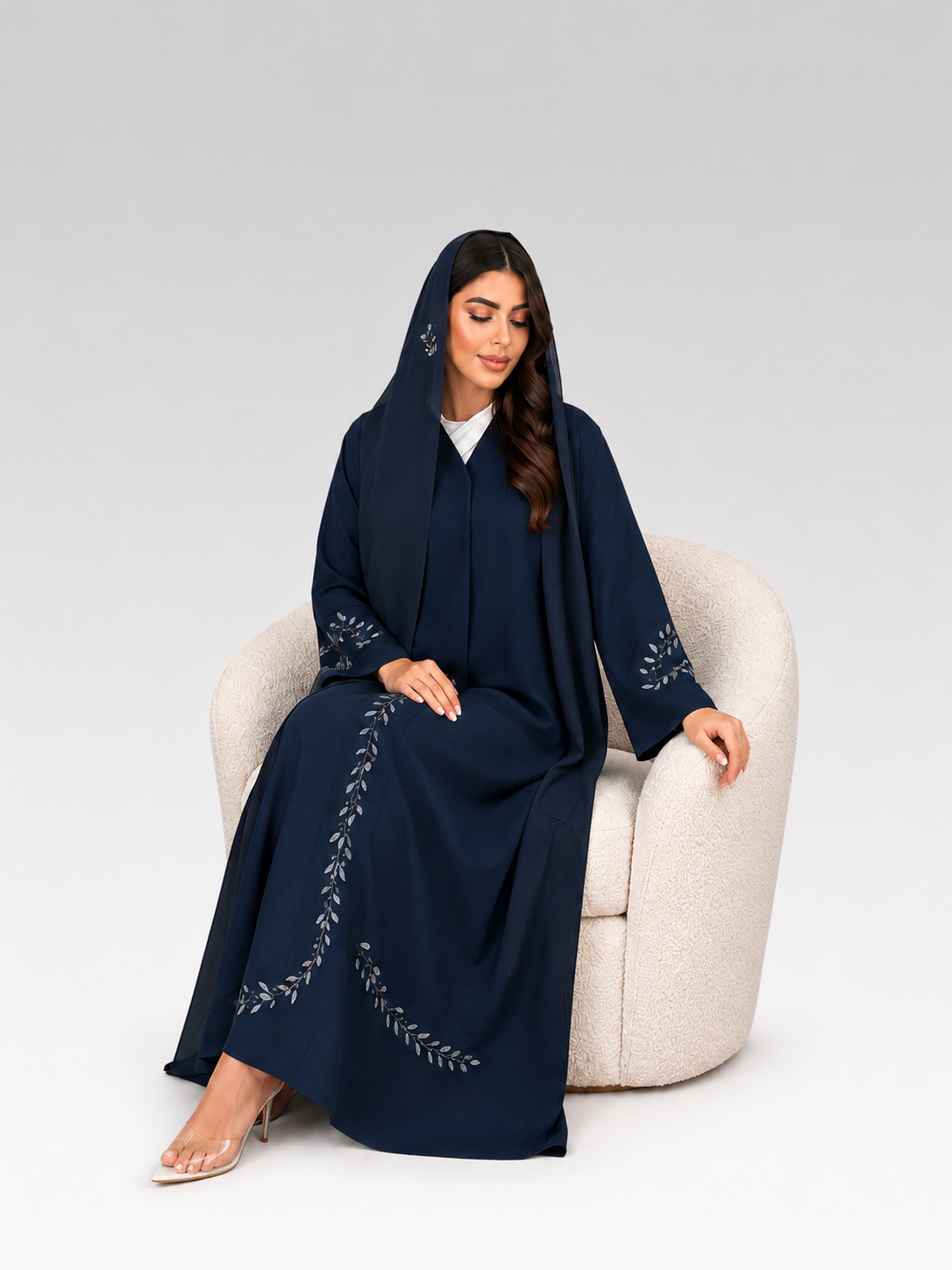 Rimal Midnight Leaf Abaya Set - Image 2