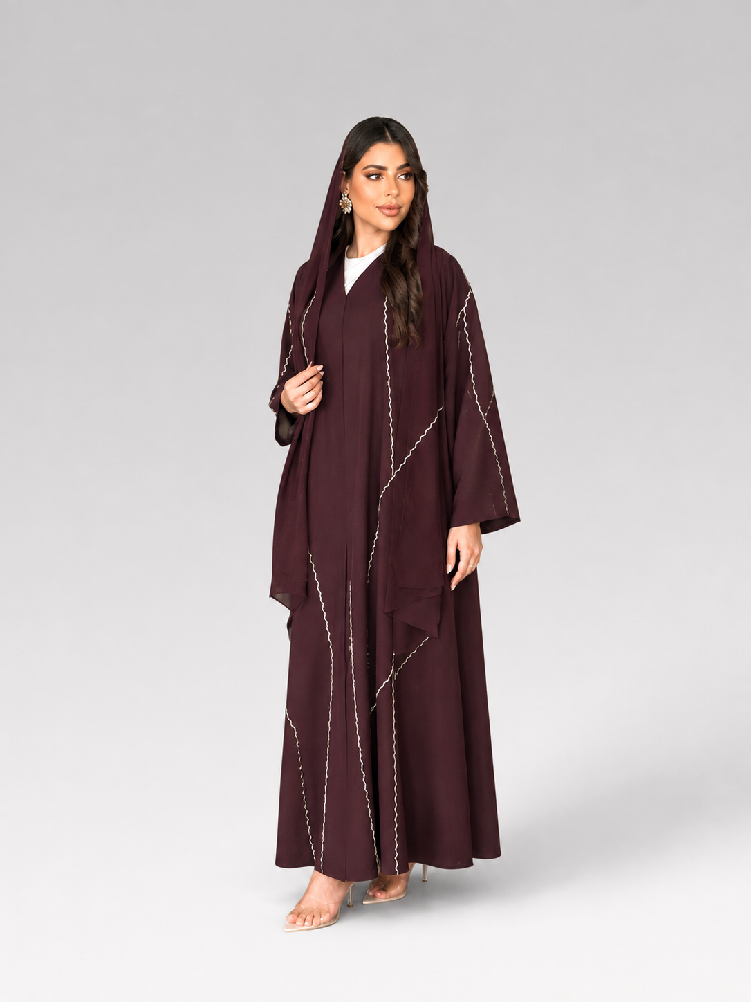 Ruba Burgundy Signature Abaya - Image 3
